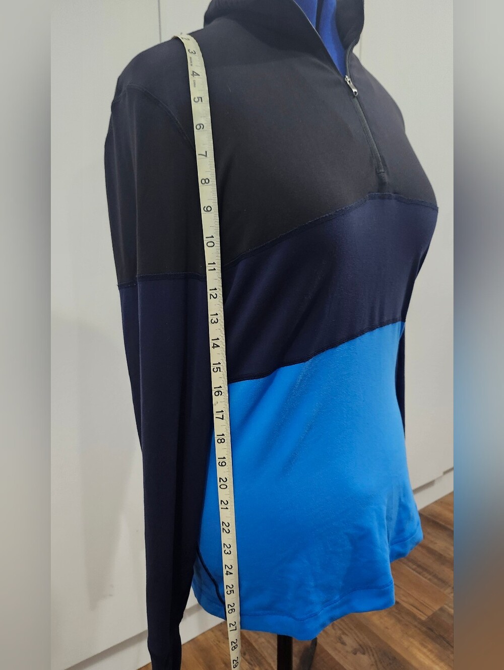 lululemon athletica Colorblock Half-Zip Jacket in Black and Bright Blue